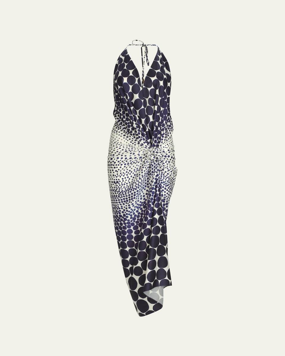 Guadalupe Printed Halter Ruched Dress